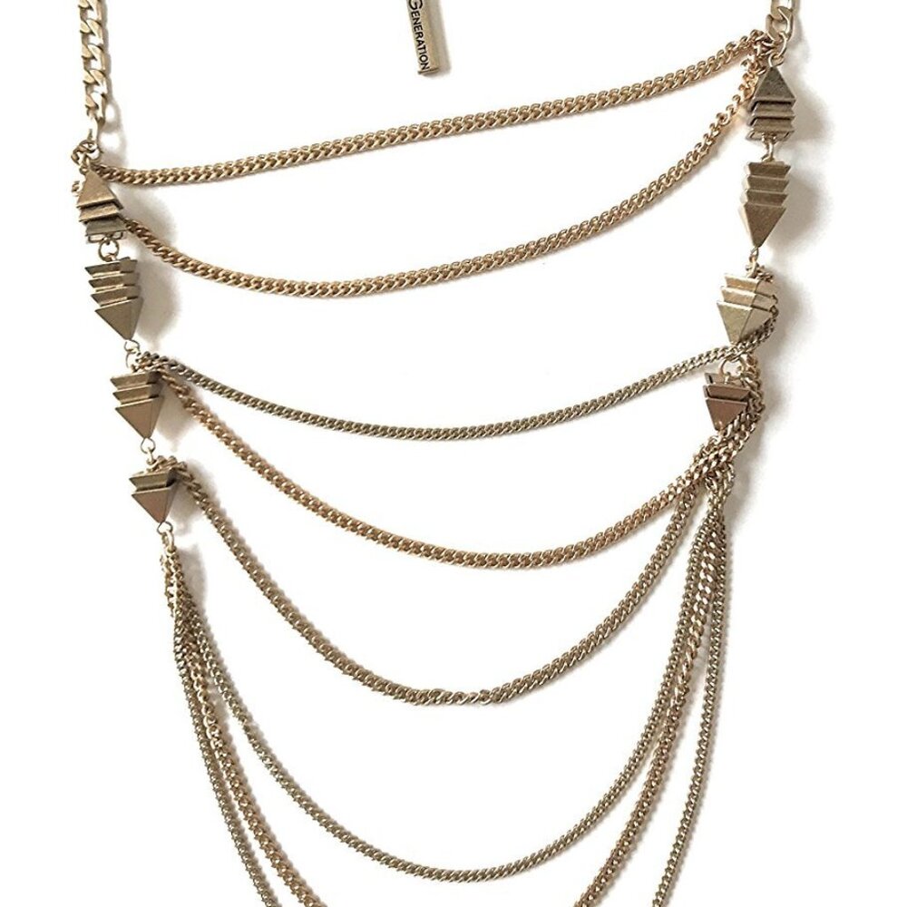 BCBG BCBGeneration Gold Tone Y2k Statement Necklace Antique Chain NWT RARE FIND
